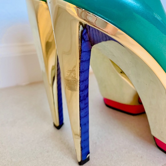 Brian Atwood Green Pink Gold New Leonida Pumps - Picture 7 of 8